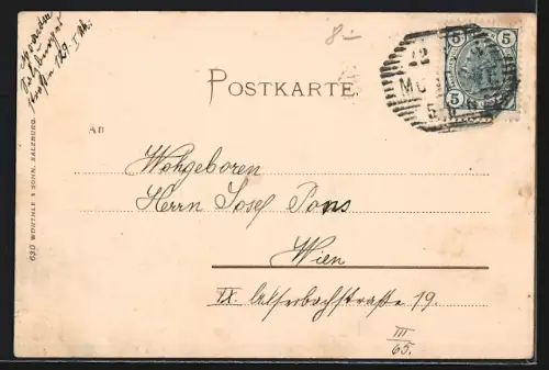 AK Mondsee, Ortsansicht mit Gebirge im Hintergrund