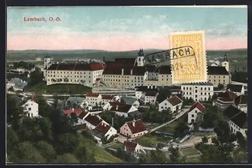 AK Lambach, Teilansicht mit Wohnhäusern aus der Vogelschau