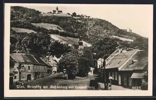 AK Wien, Grinzing, Teilansicht mit Kahlenberg und Leopoldsberg