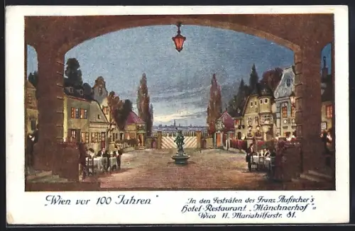 AK Wien, Festsaal des Franz Aufischer`s Hotel-Restaurant Münchnerhof, Mariahilfstrasse 81