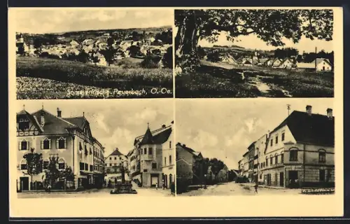 AK Peuerbach, Ortsansicht und Strassenpartien