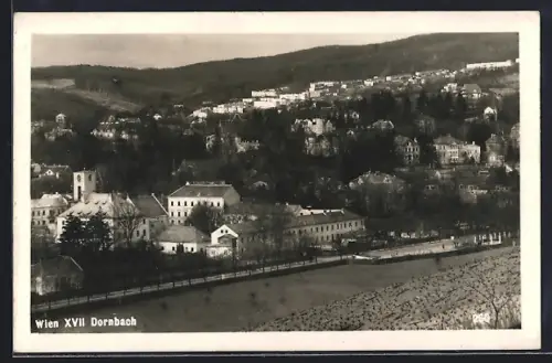 AK Wien, Dornbach, Uferpartie mit Blick zur Stadt