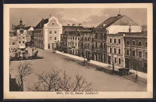 AK Wels, Kaiser Josefplatz mit Denkmal