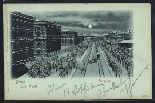 Mondschein-AK Wien, Partie am Burgring im Winter