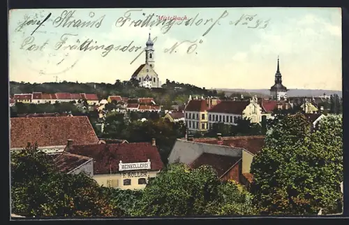 AK Mistelbach, Gasthaus und Weinkellerei F. Roller