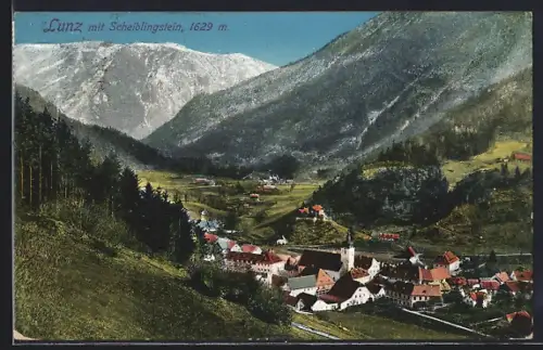 AK Lunz, Ort mit Schreiblingstein