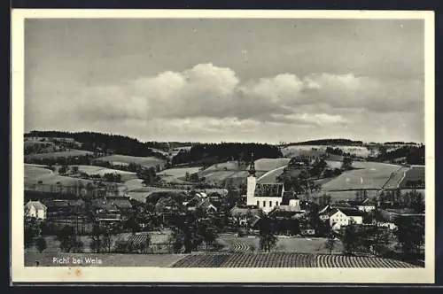 AK Pichl bei Wels, Ortsansicht mit Kirche