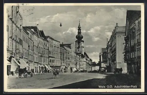 AK Wels, Platz mit Geschäften