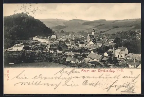 AK Kirchschlag /N.-Oe., Ortsansicht aus der Vogelschau