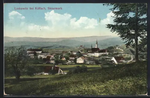 AK Lankowitz bei Köflach, Ortsansicht mit Kirche
