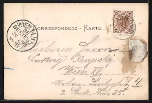 Passepartout-AK Admont, Inneres der Bibliothek, Ortsansicht aus der Vogelschau, Blumen