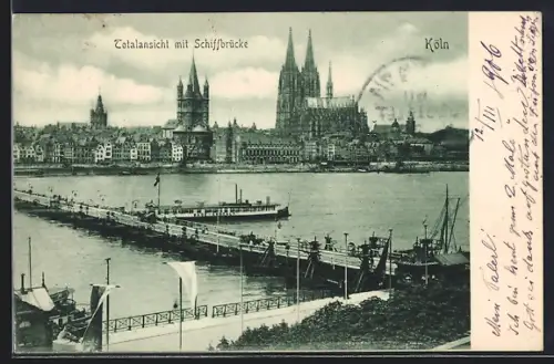 AK Köln, Rheinpartie mit Schiffbrücke