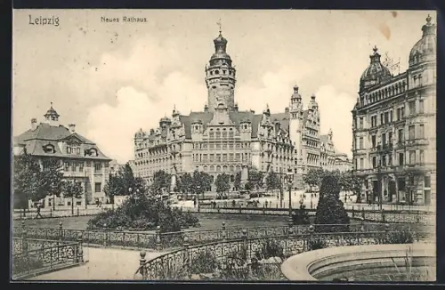AK Leipzig, Neues Rathaus mit Anlagen