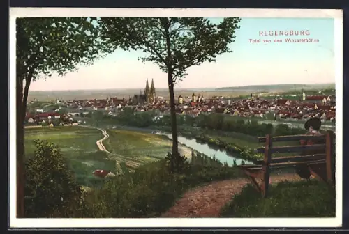 AK Regensburg, Panorama v. d. Winzererhöhen