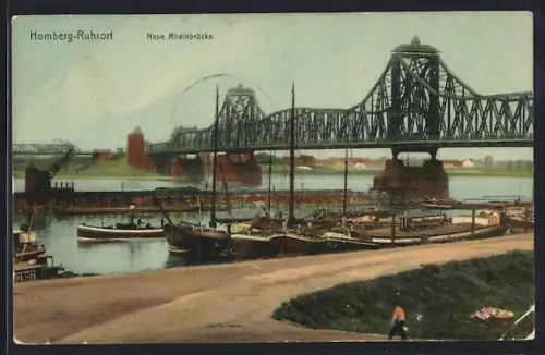 AK Homberg-Ruhrort, Die neue Rheinbrücke