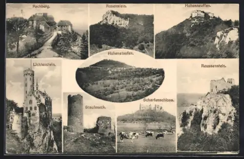 AK Neuffen, Rosentein, Hohenstaufen, Reussenstein
