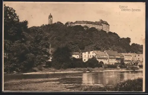AK Greiz, Blick auf das obere Schloss