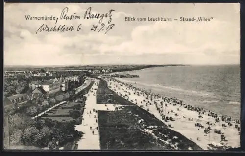 AK Warnemünde, Blick vom Leuchtturm auf die Strand-Villen