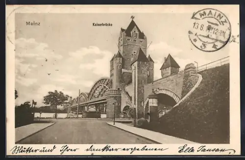 AK Mainz, Partie an der Kaiserbrücke