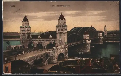AK Köln, Hohenzollernbrücke über den Rhein