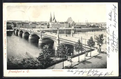 AK Frankfurt a. O., Ortsansicht mit Oderbrücke