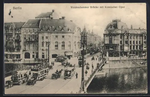 AK Berlin, Weidendammer Brücke mit Komischer Oper