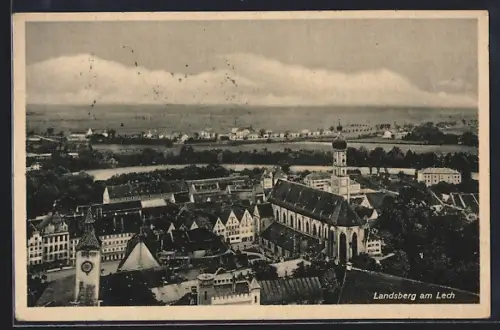 AK Landsberg am Lech, Ortsansicht mit Rathaus und Kirche