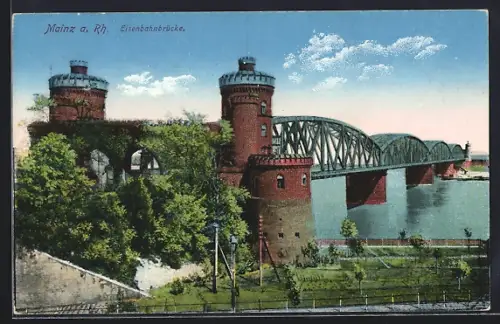 AK Mainz a. Rh., Partie an der Eisenbahnbrücke