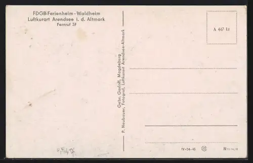 AK Arendsee i. d. Altmark, FDGB-Ferienheim Waldheim
