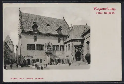 AK Regensburg, Altes Rathaus mit Geschäften
