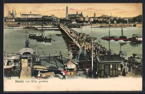 AK Köln-Deutz, Blick auf den Stadtteil vom anderen Rheinufer