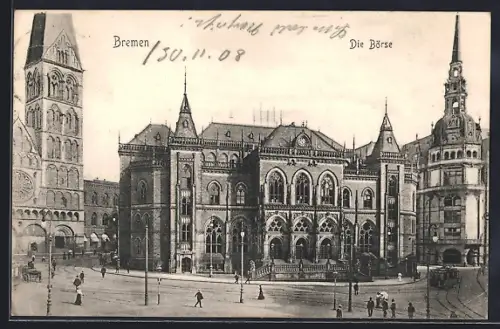 AK Bremen, Börse und Strassenbahn