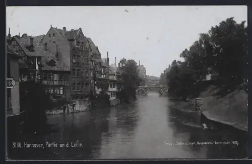 AK Hannover, Leinepartie mit Brücke