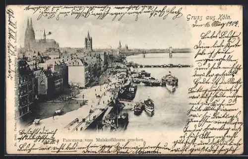 AK Köln, Panorama vom Malakoffturm gesehen