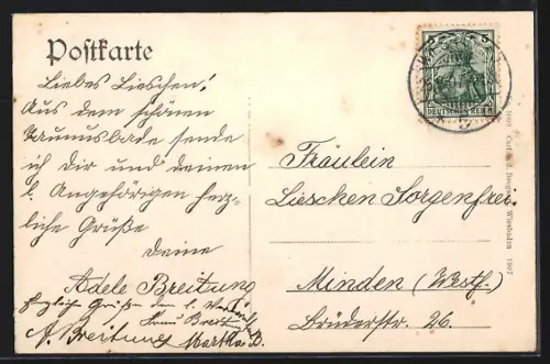 AK Wiesbaden, Kochbrunnen mit Anlagen