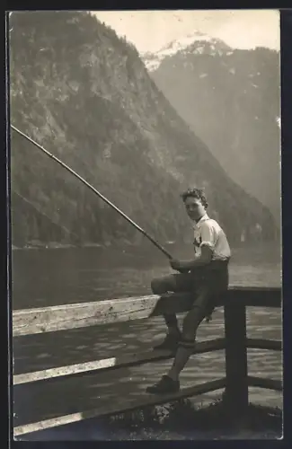 AK Kronprinz Rupprecht von Bayern beim Angeln