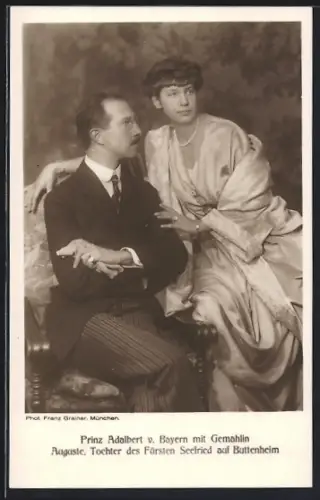 AK Prinz Adalbert von Bayern mit Gemahlin Auguste Tochter d. Fürsten Seefried auf Buttenheim