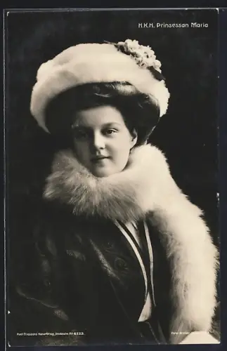 AK Prinzessin Maria von Russland mit Pelz