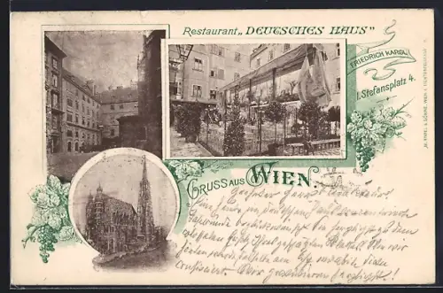 AK Wien, Restaurant Deutsches Haus v. F. Kargl, Stefansplatz 4, Stefansdom