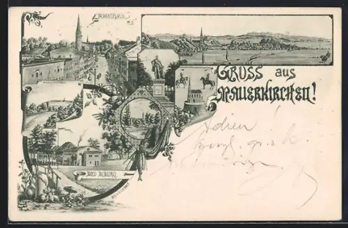 AK Mauerkirchen, Marktplatz, Bad Biburg, Schloss Spitzenberg