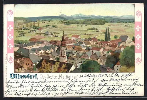 Lithographie Uttendorf /O.-Oe., Gesamtansicht