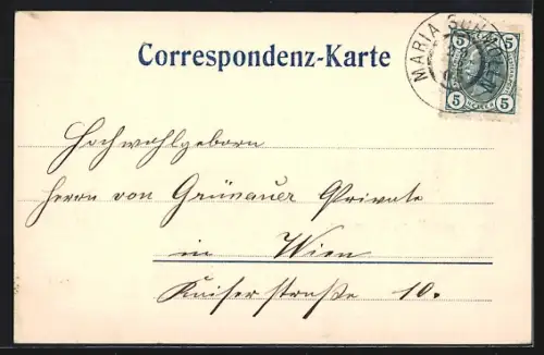 AK Maria Schmolln, Bürgmanns Gasthaus, Blick zur Kirche