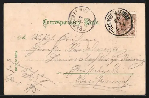 Lithographie Kirchdorf, Rathausplatz, Marktplatz, Atl-Pernstein