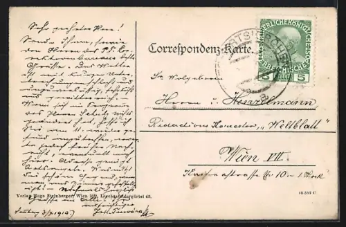 AK Sieghartskirchen, Josef Gold`s Gasthof mit Garten, Totale des Ortes