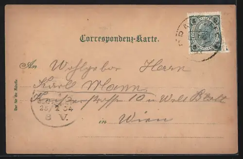 Lithographie Poysdorf, Gemeinde-Gasthof, Bezirksgericht, Josefplatz