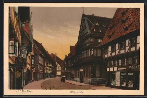 AK Hildesheim, Osterstrasse mit Geschäften