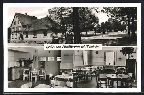 AK Schellbronn b. Pforzheim, Gasthaus-Pension zum Schwanen, Bes. Walter Hild