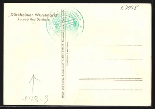 Künstler-AK Bad Dürkheim, Volksfest Wurstmarkt, Wurstmarktlied