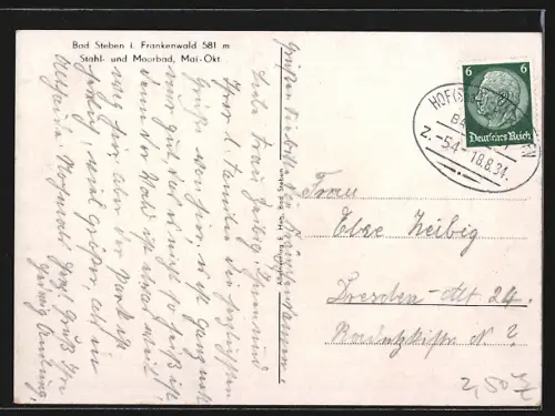 AK Bad Steben, Fliegeraufnahme des Ortes