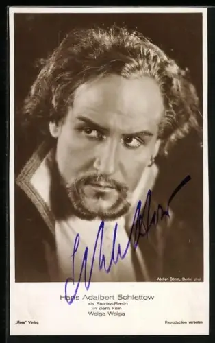 AK Schauspieler Hans Adalbert Schlettow in Wolga Wolga, Autograph